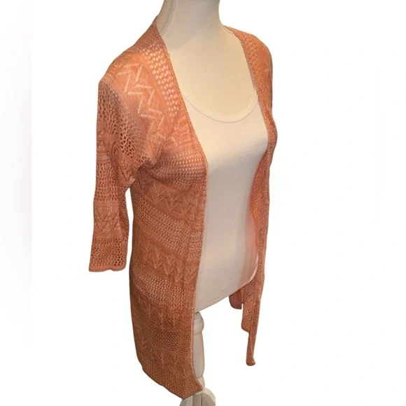 Peach Crochet Cardigan - Picture 1 of 5